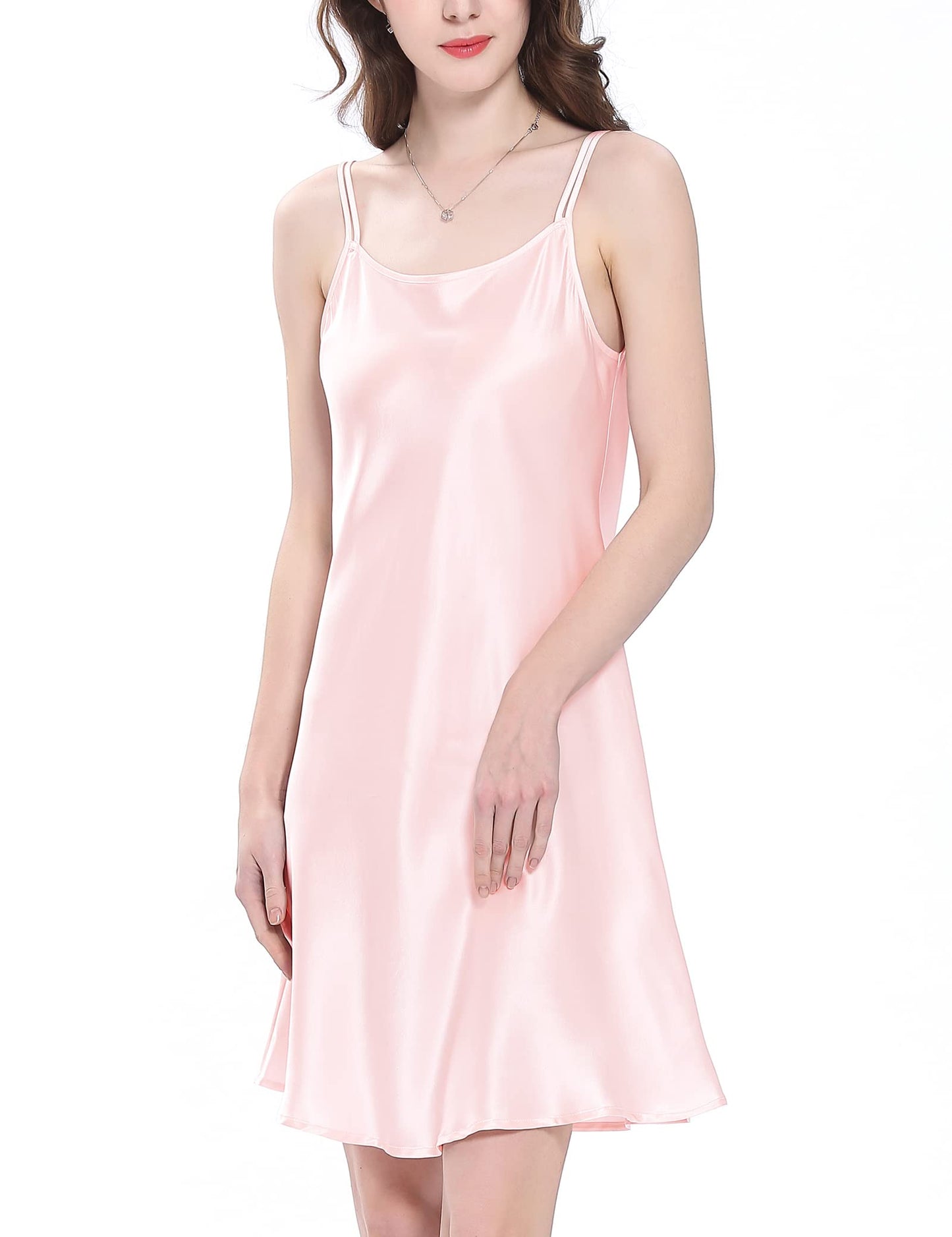 LilySilk Real Silk Nightgowns for Women Sleepwear 100 Real 19 Momme Silk Short Sexy Sleep Dress Ladies Lingerie Petite Light Pink M/8-10