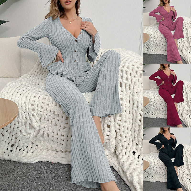 Womens Fleece Pajama Set with Ruffles