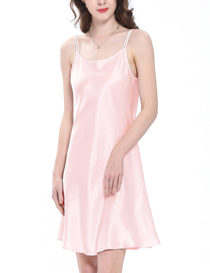 LilySilk Real Silk Nightgowns for Women Sleepwear 100 Real 19 Momme Silk Short Sexy Sleep Dress Ladies Lingerie Petite Light Pink M/8-10