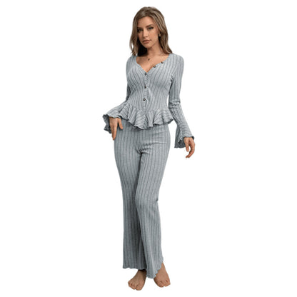 Womens Fleece Pajama Set with Ruffles