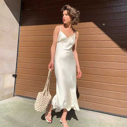 Women's Fashion Silk Sleep Dress and Long Strappy Dress
